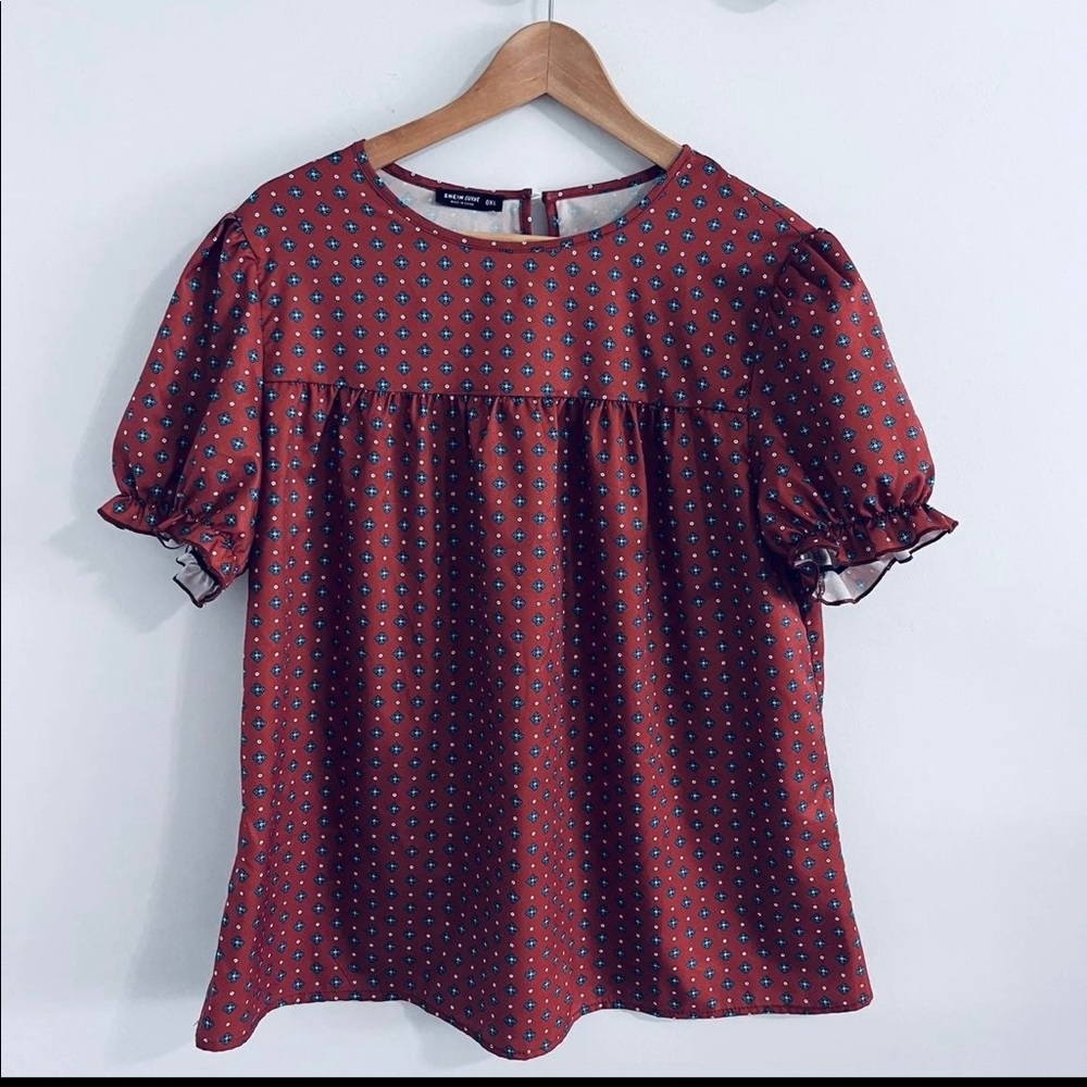 Shein Bronze Short Sleeve Peplum Blouse